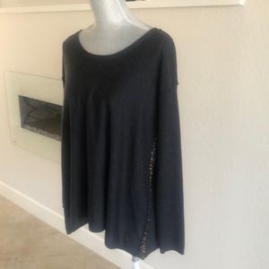 Grey Eileen Fisher sweater w/copper sequin detail